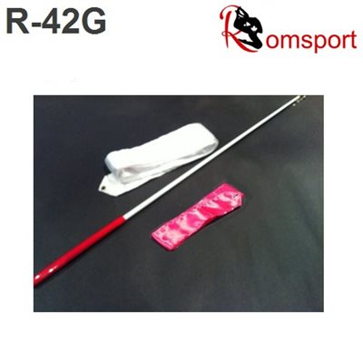 Romsports White Ribbon (6 m) & Stick (60 cm) with Red Grip Set R-42G