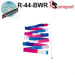 Romsports Ensemble Ruban Multi (Bleu x Blanc x Rouge) (6 m) & Bâton (56 cm) R-44-BWR